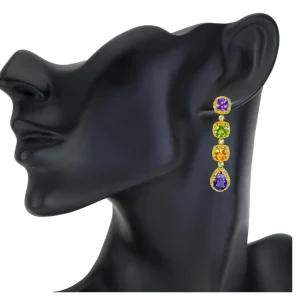 Citrine Jewelry | Drop Dangle Earrings*Alex Soldier Gold Byzantine Drop Earrings with Gemstones
