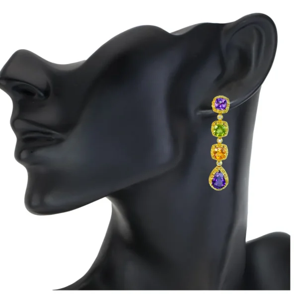 Citrine Jewelry | Drop Dangle Earrings*Alex Soldier Gold Byzantine Drop Earrings with Gemstones
