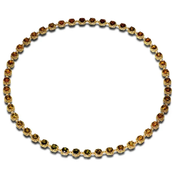 Tourmaline Jewelry*Alex Soldier Gold Byzantine Necklace with Tourmalines and Diamonds