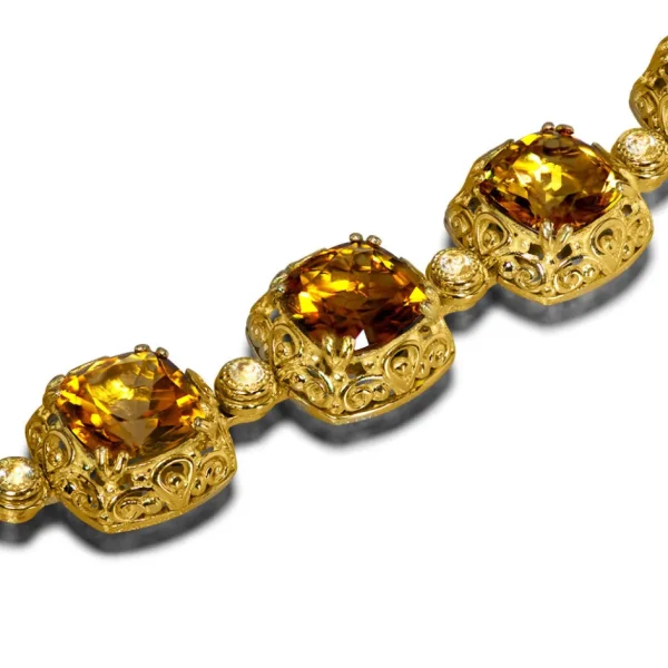 Tourmaline Jewelry*Alex Soldier Gold Byzantine Necklace with Tourmalines and Diamonds