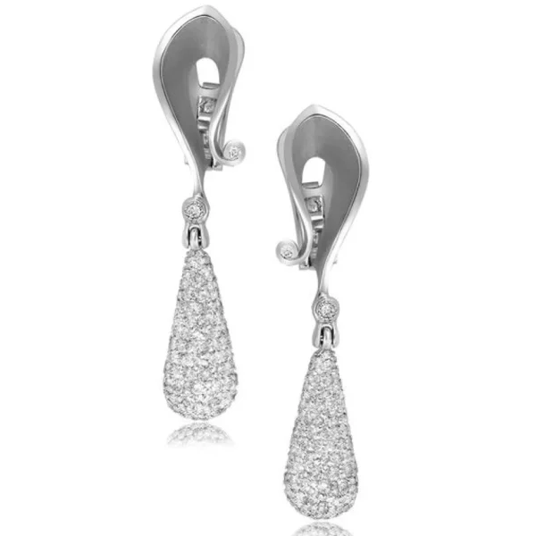 Diamond Earrings | Drop Dangle Earrings*Alex Soldier Gold Calla Drop Dangle Earrings with Silvermist Diamonds