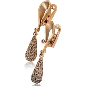 Diamond Jewelry | Diamond Earrings*Alex Soldier Gold Calla Drop Dangle Earrings with Champagne Diamonds
