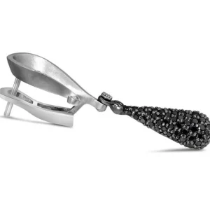 Diamond Jewelry | Diamond Earrings*Alex Soldier Gold Calla Drop Dangle Earrings with Black Diamonds