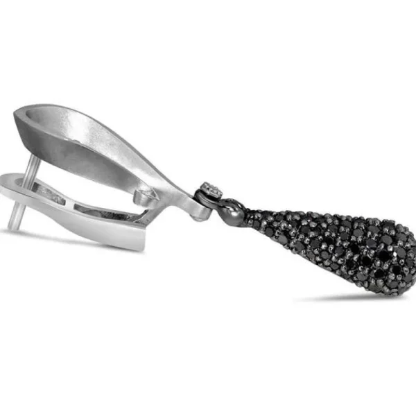 Diamond Jewelry | Diamond Earrings*Alex Soldier Gold Calla Drop Dangle Earrings with Black Diamonds
