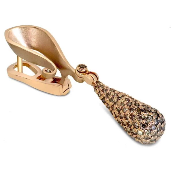 Diamond Jewelry | Diamond Earrings*Alex Soldier Gold Calla Drop Dangle Earrings with Champagne Diamonds