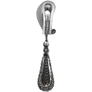Diamond Jewelry | Diamond Earrings*Alex Soldier Gold Calla Drop Dangle Earrings with Black Diamonds