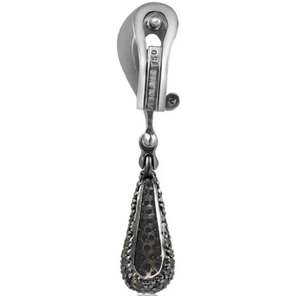 Diamond Jewelry | Diamond Earrings*Alex Soldier Gold Calla Drop Dangle Earrings with Black Diamonds