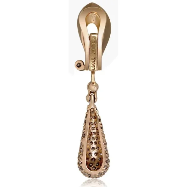 Diamond Jewelry | Diamond Earrings*Alex Soldier Gold Calla Drop Dangle Earrings with Champagne Diamonds
