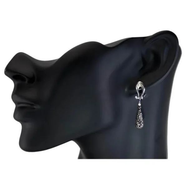 Diamond Jewelry | Diamond Earrings*Alex Soldier Gold Calla Drop Dangle Earrings with Black Diamonds