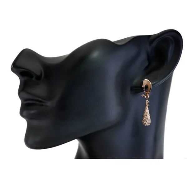 Diamond Jewelry | Diamond Earrings*Alex Soldier Gold Calla Drop Dangle Earrings with Champagne Diamonds
