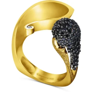 Designer Rings | Gold Rings*Alex Soldier Gold Calla Ring with Black Diamonds