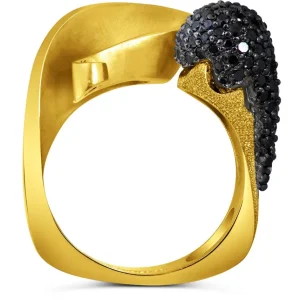 Designer Rings | Gold Rings*Alex Soldier Gold Calla Ring with Black Diamonds