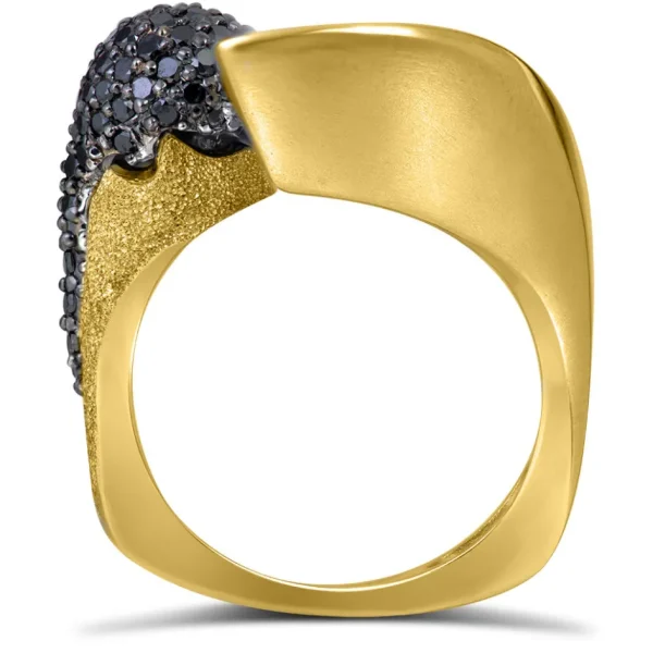 Designer Rings | Gold Rings*Alex Soldier Gold Calla Ring with Black Diamonds
