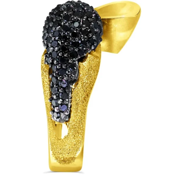 Designer Rings | Gold Rings*Alex Soldier Gold Calla Ring with Black Diamonds