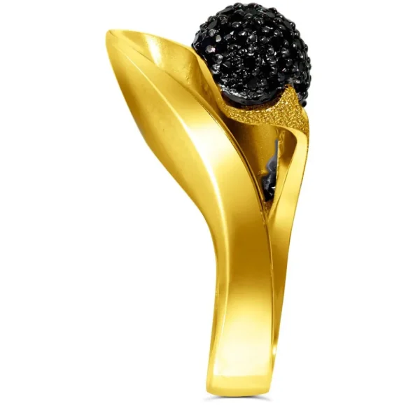 Designer Rings | Gold Rings*Alex Soldier Gold Calla Ring with Black Diamonds