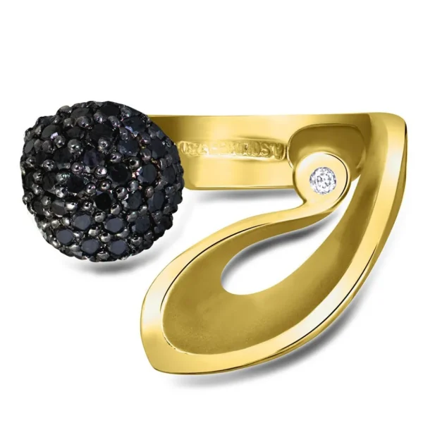 Designer Rings | Gold Rings*Alex Soldier Gold Calla Ring with Black Diamonds