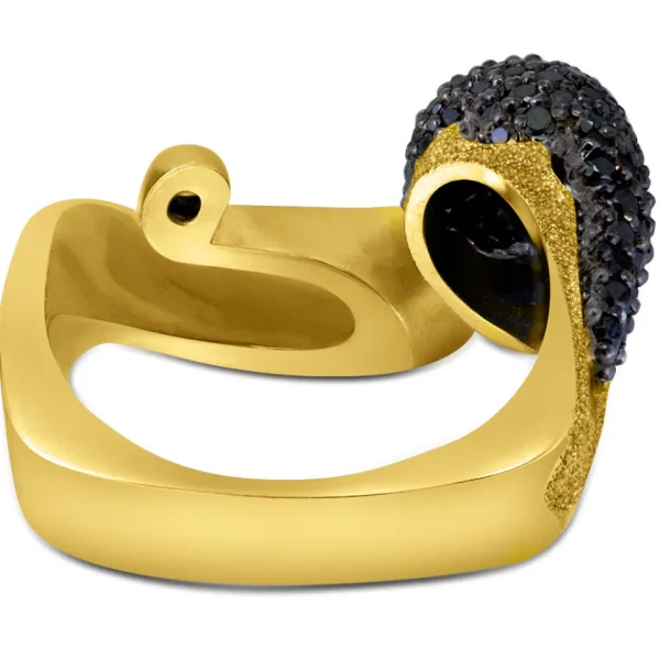 Designer Rings | Gold Rings*Alex Soldier Gold Calla Ring with Black Diamonds