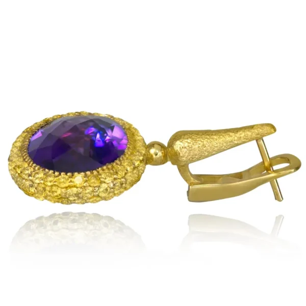 Amethyst Jewelry | Sapphire Jewelry*Alex Soldier Gold Cocktail Drop Earrings With Amethyst & Sapphires
