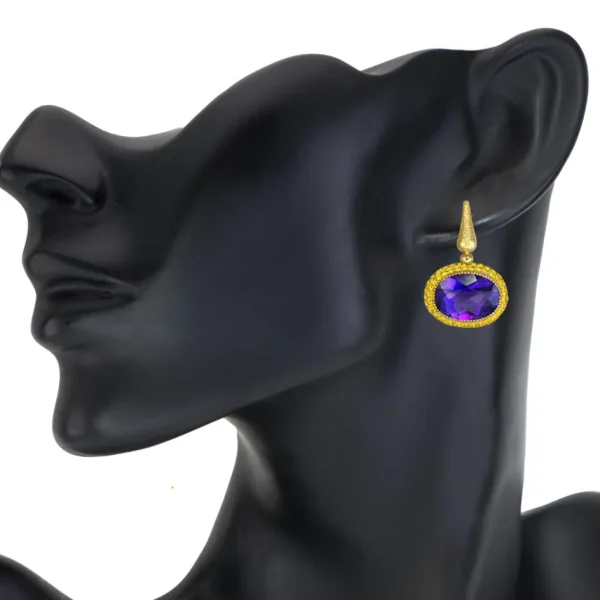 Amethyst Jewelry | Sapphire Jewelry*Alex Soldier Gold Cocktail Drop Earrings With Amethyst & Sapphires
