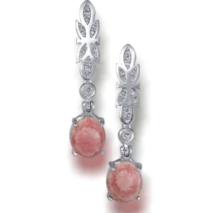 Stud Earrings | Diamond Earrings*Alex Soldier Gold Cocktail Earrings With Rhodochrosite & Diamonds