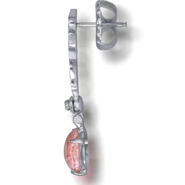 Stud Earrings | Diamond Earrings*Alex Soldier Gold Cocktail Earrings With Rhodochrosite & Diamonds