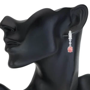 Stud Earrings | Diamond Earrings*Alex Soldier Gold Cocktail Earrings With Rhodochrosite & Diamonds