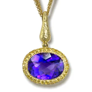 Pendants | Amethyst Jewelry*Alex Soldier Gold Cocktail Pendant with Amethyst, Sapphires On Chain