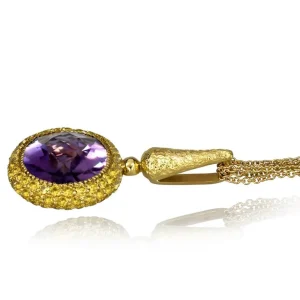 Pendants | Amethyst Jewelry*Alex Soldier Gold Cocktail Pendant with Amethyst, Sapphires On Chain