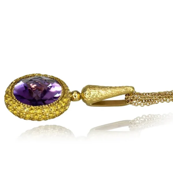 Pendants | Amethyst Jewelry*Alex Soldier Gold Cocktail Pendant with Amethyst, Sapphires On Chain