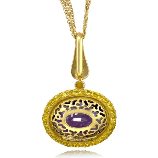 Pendants | Amethyst Jewelry*Alex Soldier Gold Cocktail Pendant with Amethyst, Sapphires On Chain