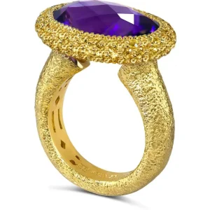 Amethyst Jewelry | Designer Rings*Alex Soldier Gold Cocktail Ring with Amethyst & Yellow Sapphires