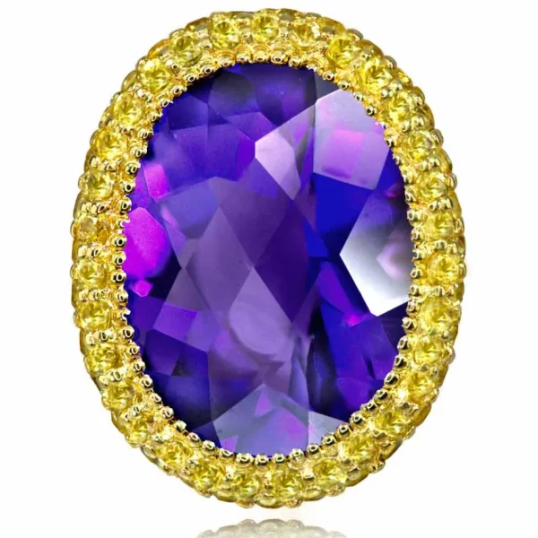 Amethyst Jewelry | Designer Rings*Alex Soldier Gold Cocktail Ring with Amethyst & Yellow Sapphires