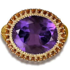Designer Rings | Gold Rings*Alex Soldier Gold Cocktail Ring with Amethyst & Madeira Citrine