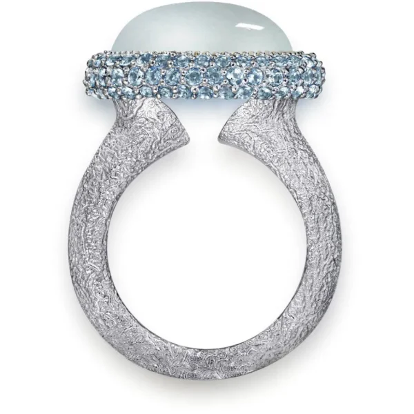 Designer Rings*Alex Soldier Gold Cocktail Ring with Aquamarine & Blue Topaz