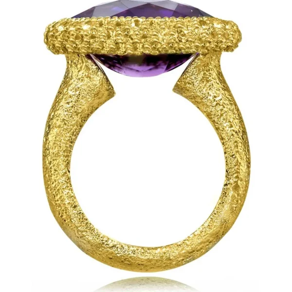 Amethyst Jewelry | Designer Rings*Alex Soldier Gold Cocktail Ring with Amethyst & Yellow Sapphires