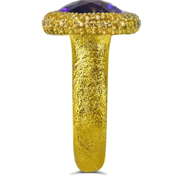 Amethyst Jewelry | Designer Rings*Alex Soldier Gold Cocktail Ring with Amethyst & Yellow Sapphires