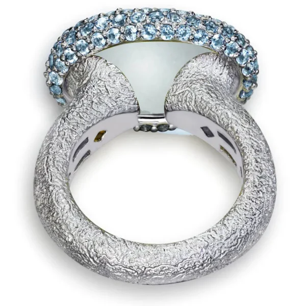 Designer Rings*Alex Soldier Gold Cocktail Ring with Aquamarine & Blue Topaz