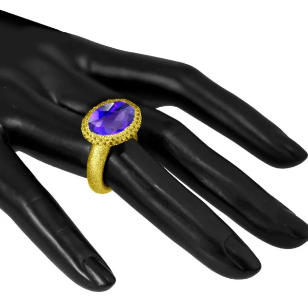 Amethyst Jewelry | Designer Rings*Alex Soldier Gold Cocktail Ring with Amethyst & Yellow Sapphires