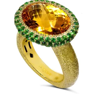 Designer Rings | Gold Rings*Alex Soldier Gold Cocktail Ring with Citrine & Tsavorites