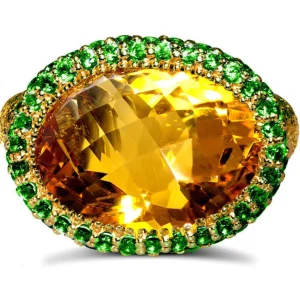 Designer Rings | Gold Rings*Alex Soldier Gold Cocktail Ring with Citrine & Tsavorites