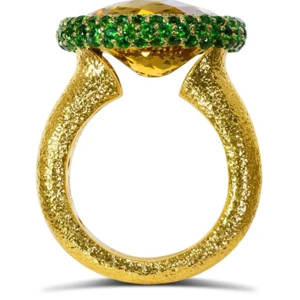 Designer Rings | Gold Rings*Alex Soldier Gold Cocktail Ring with Citrine & Tsavorites