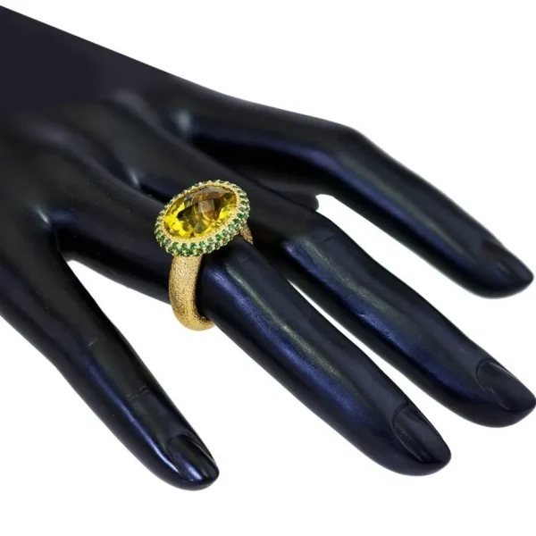 Designer Rings | Gold Rings*Alex Soldier Gold Cocktail Ring with Citrine & Tsavorites