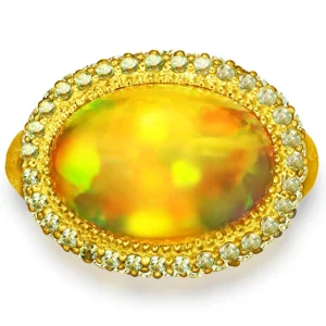 Gold Rings | Designer Rings*Alex Soldier Gold Cocktail Ring with Golden Opal & Peridot