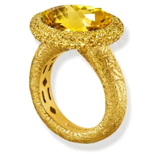 Designer Rings | Gold Rings*Alex Soldier Gold Cocktail Ring With Honey Citrine