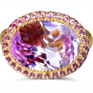 Designer Rings*Alex Soldier Gold Cocktail Ring with Kunzite & Pink Sapphires