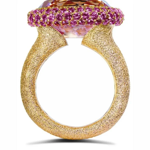 Designer Rings*Alex Soldier Gold Cocktail Ring with Kunzite & Pink Sapphires