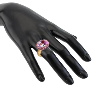 Designer Rings*Alex Soldier Gold Cocktail Ring with Kunzite & Pink Sapphires