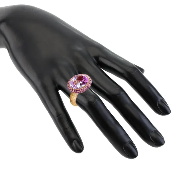Designer Rings*Alex Soldier Gold Cocktail Ring with Kunzite & Pink Sapphires