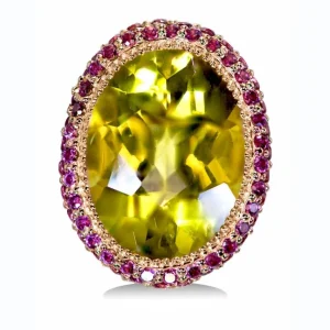 Designer Rings*Alex Soldier Gold Cocktail Ring with Lemon Citrine & Garnets