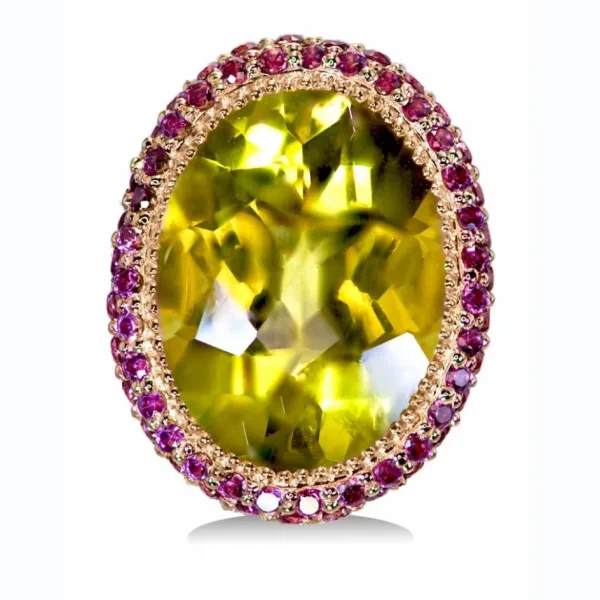 Designer Rings*Alex Soldier Gold Cocktail Ring with Lemon Citrine & Garnets